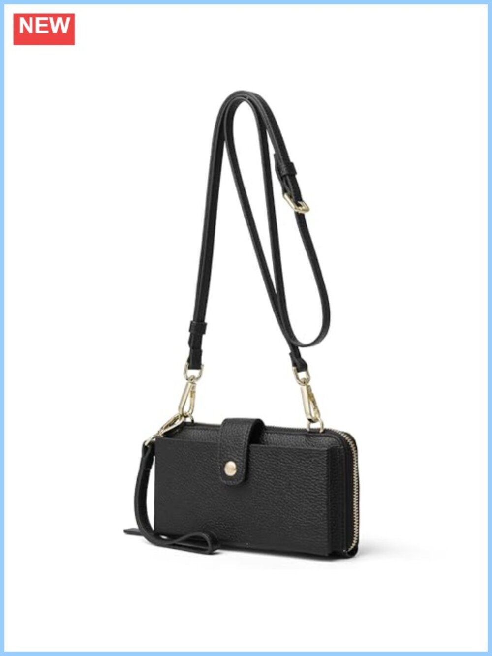 Full Grain Cowhide Pebble Leather Crossbody Wristlet Wallet RFID